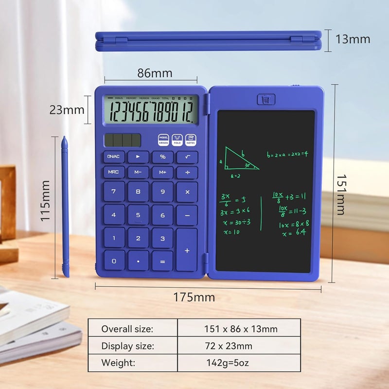 ROATEE Desk Calculator with Erasable LCD Notepad Calculators Desktop Basic Calculators for Middle School Cute Pocket Solar Calculator Office Desk Accessories Supplies Home Office Essential Big Button - Image 4